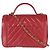 Timeless Bolsa de mão com aba em couro de bezerro vermelho Chanel - vista 2