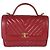 Timeless Bolsa de mão com aba em couro de bezerro vermelho Chanel - vista 8