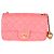 Timeless Bolsa retangular mini de couro de cordeiro matelassado rosa Chanel com pérolas Crush