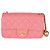 Timeless Bolsa retangular mini de couro de cordeiro matelassado rosa Chanel com pérolas Crush - vista 8
