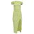 Self portrait Abito midi arricciato off-shoulder in viscosa verde lime Self-Portrait