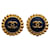 Chanel Orecchini a clip logo CC neri e oro D'oro