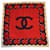 Chanel Seidenschal mit COCO-Logo Weiß Rot Marineblau  - Ansicht 1