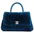 Chanel Borsa a Spalla Coco Handle in Pelle Blu