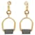 Hermes Hermès Heritage Equestre Etrier PM Earrings Brown Golden  - view 1