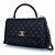 Chanel, borsa coco a manico superiore in pelle caviar nera Nero Rosso - vista 3