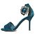 Manolo Blahnik Kristall Samt High Heel Sandalen Blau Türkis - Ansicht 2