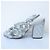 Timeless Chanel Metallic Leder Chunky Heel Slingback Sandalen Silber - Ansicht 2