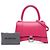 Borsa Hourglass piccola in pelle box lucida rosa di Balenciaga - vista 11