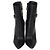 Versace Black Leather Safety Pin Pointed Toe Heeled Ankle Boots