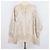 Biyan Camicia oversize beige in lino con dettagli in perle a maniche tre quarti