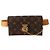 Pochette Louis Vuitton S Lock in tela monogram e pelle naturale Marrone