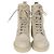 Botas de combate de cuero y Re-Nylon con logo triangular de esmalte beige de Prada