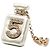 Spilla a forma di bottiglia di profumo No. 5 in resina bianca CC Chanel placcata in oro con strass - vista 3
