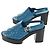 CHANEL Sandali con Tacco Matelassé in Pelle Blu CC Auth 139286M - vista 4