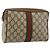GUCCI GG Canvas Web Sherry Line Clutch Bag PVC Pelle Beige Verde Auth th6400 Rosso