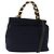 Borsa a mano Vala in tela 2 in 1 Salvatore Ferragamo Blu Navy Oro Auth BA6589