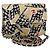 CHANEL Matelassé Bandera a Cuadros Bolsa de Cadena de Nylon Dorado CC Auth 144883A Beige