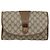 GUCCI GG Supreme Web Sherry Line Clutch Bag PVC Beige Oro 89 01 030 Auth 150272 D'oro - vista 13