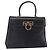 Borsa a mano Gancini in pelle Salvatore Ferragamo oro nero Auth 150953