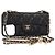 Capa para iPhone 13 Pro Max CHANEL Matelasse Chain em pele de cordeiro preta CC Auth BA8062 Preto Dourado