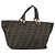 Borsa a mano in tela Zucca FENDI marrone nero oro Auth 146809 D'oro
