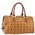 Borsa Boston MCM Logogram Vicetos in pelle PVC marrone e oro Auth am9704 D'oro