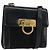 Borsa a Spalla Gancini in Pelle Nera e Oro Salvatore Ferragamo Auth gh1266 Nero D'oro