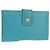 Christian Dior Langer Geldbeutel aus Leder Hellblau Gold Auth 154096V