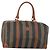 Pequin Borsa Boston in tela Pecan FENDI PVC nera marrone oro Auth 152730 Nero D'oro