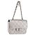 CHANEL Borsa a Mano Matelassé con Catena in Pelle di Agnello CC Argento Auth 148202