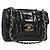 CHANEL Mademoiselle Borsa a Spalla con Catena Smalto Nero Oro CC Auth ka422