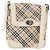 Burberry Bolsa de Ombro Nova Check em Lona Bege e Branca Auth BA6890 Branco