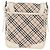 Burberry Bolsa de Ombro Nova Check em Lona Bege e Branca Auth BA6890 Branco - vista 2