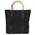 Borsa a mano in nylon nero GUCCI Bamboo Auth ep11126 - vista 2