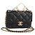 CHANEL Borsa a Catena Matelassé con Charm Perla Pelle di Agnello Nero Oro CC Auth 146362SM D'oro