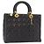 Christian Dior Borsa Tote Lady Dior Canage in Pelle di Agnello Nera Oro Auth 157801 Nero D'oro