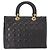 Christian Dior Borsa Tote Lady Dior Canage in Pelle di Agnello Nera Oro Auth 157801 Nero D'oro - vista 3