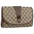 GUCCI GG Supreme Web Sherry Line Clutch Bag PVC Rosso Beige Auth 154661