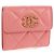 CHANEL Cartera Bifold Matelassé de Piel de Cordero Rosa Plata CC Auth BA8708V