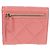 CHANEL Cartera Bifold Matelassé de Piel de Cordero Rosa Plata CC Auth BA8708V - vista 3
