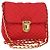 PRADA Bolso de Hombro con Cadena Nylon Rojo Dorado Auth 156490 Roja