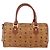 Borsa Boston Mini Vicetos Logogram MCM in pelle PVC marrone e oro Auth 151771 D'oro - vista 3