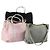 PRADA Borsa a Mano Nylon 3 Pezzi Nero Verde Rosa Auth bs30847