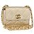 CHANEL Mini Matelassé 13 Schultertasche mit Kette aus Leder Gold CC Auth 156634SAM Golden