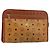 MCM Logogram Vicetos Clutch Bag in Pelle PVC Marrone Oro Auth gh1233 D'oro