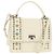 Borsa a mano in pelle Jimmy Choo Studs 2 in 1 Bianco Argento Auth 149491M