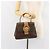 Céline Bolso de mano de lona Macadam Circle CELINE en cuero PVC marrón dorado Auth 149189 Castaño - vista 22
