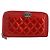 CHANEL Boy Chanel Lange Geldbörse Lackleder Rot Silber CC Auth 143150
