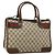 Bolsa de mão GUCCI GG Supreme Web Sherry Line PVC Bege Ouro Vermelho Auth BA6243 Dourado